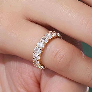 Oval Lab Grown Diamond Eternity Band: Solid Gold Wedding Ring - Image 5