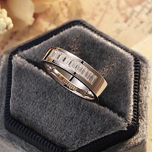 Baguette Moissanite Wedding Band: 14K White Gold Channel Set Ring - Image 4