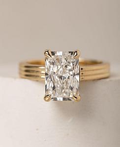 3.0 CT Radiant Cut Lab Grown Diamond Engagement Ring: 14K Gold Solitaire - Image 1