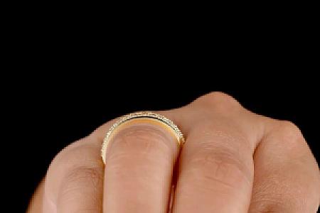 Moissanite Wedding Band: 14K White Gold, Micro Pave Diamond Ring - Image 2