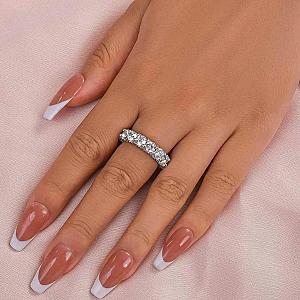 U Prong Micro Pave Round Diamond Full Eternity Wedding Band, 4.50 MM Round Lab Grown Diamond Band, Anniversary Gift for Her, Stackable Band - Image 6