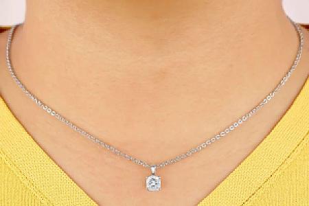 Cushion Moissanite Pendant Necklace: 1.00 CT Solid Gold, Silver Jewelry - Image 4