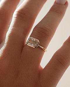 Elongated Radiant Cut Lab Grown Diamond Engagement Ring: East To West Bezel Setting - Image 5