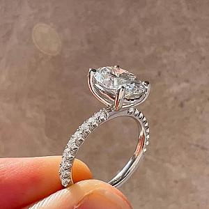 Oval Lab Grown Diamond Engagement Ring: Pave Setting, CVD Diamond - Image 6
