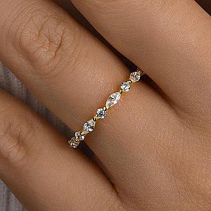 Lab Grown Diamond Wedding Band: Marquise & Round Cut, Half Eternity - Image 5