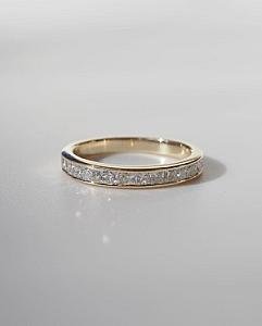 Princess Cut Lab Diamond Half Eternity 14k Gold Wedding Band