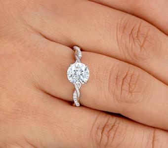 Moissanite Engagement Ring: 1.0 CT Round Cut, Twisted Vine Band - Image 7