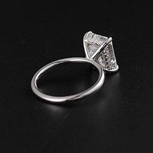 Emerald Cut Moissanite Engagement Ring: Hidden Halo Solid Gold Promise Ring - Image 2