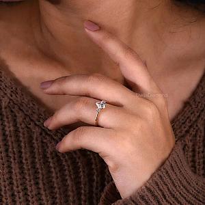 Pear Lab Grown Diamond Engagement Ring: 3-Stone Anniversary, Solid Gold - Image 4