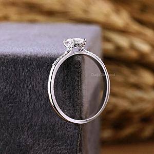 Lab Grown Oval Diamond Engagement Ring: Hidden Halo, Solid Gold - Image 3