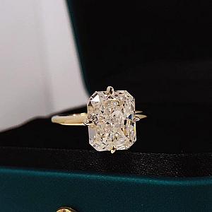 5.0 CT Radiant Cut Moissanite Engagement Ring: Solid Gold Solitaire - Image 8