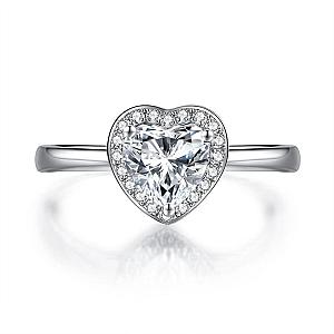 1 CT Heart Lab Grown Diamond Engagement Ring: Halo Pave Band - Image 1