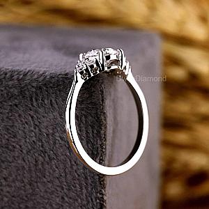 Lab Grown Round Diamond Engagement Ring: Gold Anniversary Band - Image 5