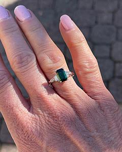 Art Deco Emerald Cut Moissanite Five Stone Ring: Vintage Anniversary Ring - Image 4