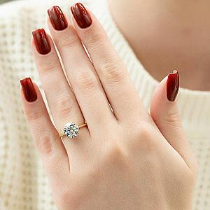 3 Carat Round Lab Diamond Solitaire Engagement Ring, 14k Gold - Image 8