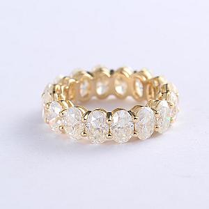 Oval Moissanite Half Eternity Band: Handmade Gold Anniversary Ring - Image 8