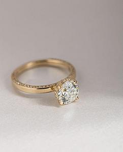 2 Carat Lab Grown Diamond Ring: 14k Yellow Gold Hidden Halo Engagement Ring - Image 2