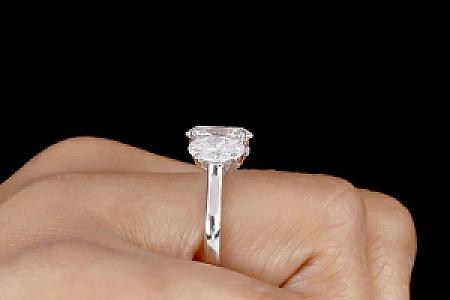 3CT Oval Moissanite Engagement Ring: Three Stone 14K Gold Wedding Ring - Image 4