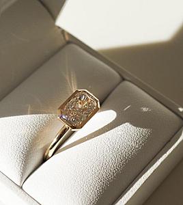 Elongated Radiant Cut Lab Grown Diamond Engagement Ring: East To West Bezel Setting - Image 4
