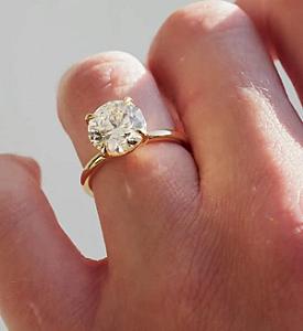 3.00 Carat Round Cut Lab Grown Diamond Ring: 14k Yellow Gold Solitaire - Image 4