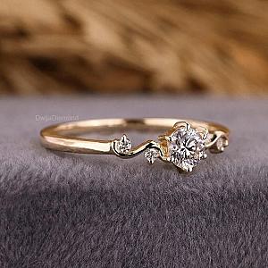 Lab Grown Diamond Engagement Ring: 14K Gold Vintage Promise Ring - Image 3