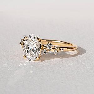Oval Lab Grown Diamond Engagement Ring: Solitaire Wedding Ring, Solid Gold - Image 3