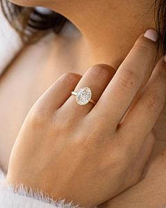 4 CT Oval Lab Grown Diamond Ring: Bezel Setting, Solid Gold - Image 6