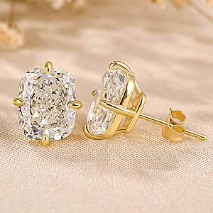 Cushion Lab Diamond Stud Earrings: 14K Gold Solitaire - Image 4