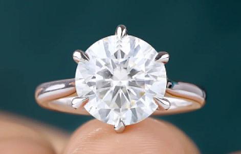 3.5 CT Round Moissanite Engagement Ring: 14k Gold 6-Prong Solitaire - Image 7
