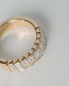 Vintage Baguette Moissanite Wedding Band: 14k Yellow Gold Half Eternity - Image 6