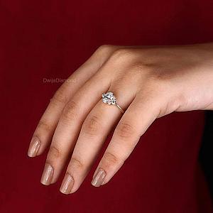 Oval Lab Diamond Engagement Ring: Art Deco Wedding Ring, Solid Gold - Image 4