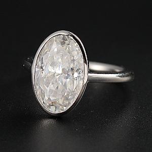4 Ct Oval Moissanite Engagement Ring: Bezel Solitaire Anniversary Ring - Image 4