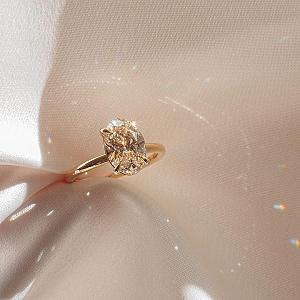 Oval Lab Grown Diamond Engagement Ring: Solid Gold Solitaire - Image 5