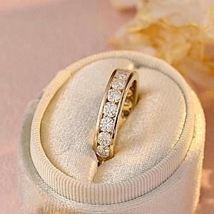 Full Eternity Moissanite Wedding Band: 14K Gold Channel Set Stacking Ring - Image 4