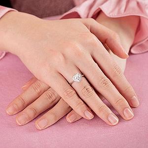 1 CT Heart Lab Grown Diamond Engagement Ring: Halo Pave Band - Image 7