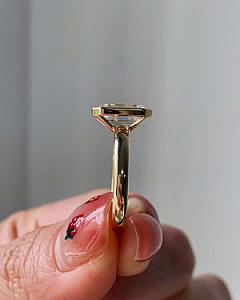 Emerald Cut Lab Grown Diamond Engagement Ring: 14k Yellow Gold Bezel Solitaire - Image 2