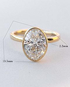 4 CT Oval Lab Grown Diamond Ring: Bezel Setting, Solid Gold - Image 2