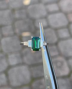 Art Deco Emerald Cut Moissanite Five Stone Ring: Vintage Anniversary Ring - Image 6