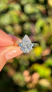 Pear Cut Lab Grown Diamond Engagement Ring: Hidden Halo, Solid Gold - Image 2