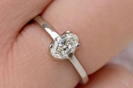 Oval Lab Grown Diamond Engagement Ring: Solid Gold Solitaire - Image 1