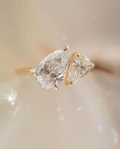 Toi et Moi Pear Lab Grown Diamond Engagement Ring: Two Stone Wedding Ring - Image 6