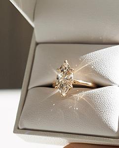 Marquise 3 Carat Lab Grown Diamond Engagement Ring: 14k Gold Solitaire - Image 4
