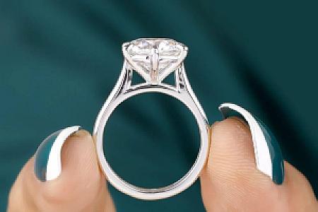 3.5 CT Round Moissanite Engagement Ring: 14k Gold 6-Prong Solitaire - Image 4