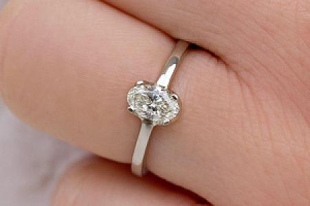 Oval Lab Grown Diamond Engagement Ring: Solid Gold Solitaire - Image 3