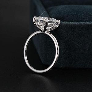 Emerald Cut Moissanite Engagement Ring: Hidden Halo Solid Gold Promise Ring - Image 3