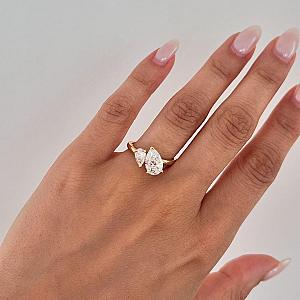 Toi et Moi Moissanite Engagement Ring: Pear Cut Two Stone Solid Gold - Image 6
