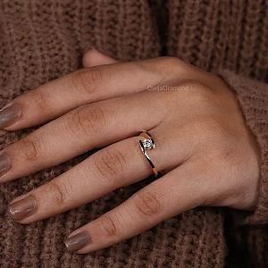 Lab Grown Diamond Engagement Ring: Bypass Solitaire, 14K Yellow Gold - Image 5