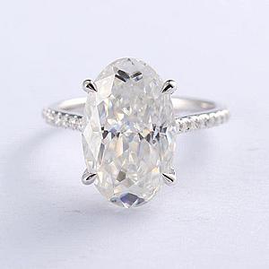 Oval Moissanite Engagement Ring: 3.0 CT, Hidden Halo, Cathedral Setting - Image 5