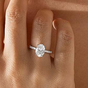 Oval Lab Grown Diamond Engagement Ring: Pave Setting, CVD Diamond - Image 8