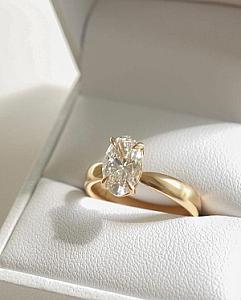 14K Yellow Gold Oval Lab Grown Diamond Solitaire Engagement Ring - Image 3